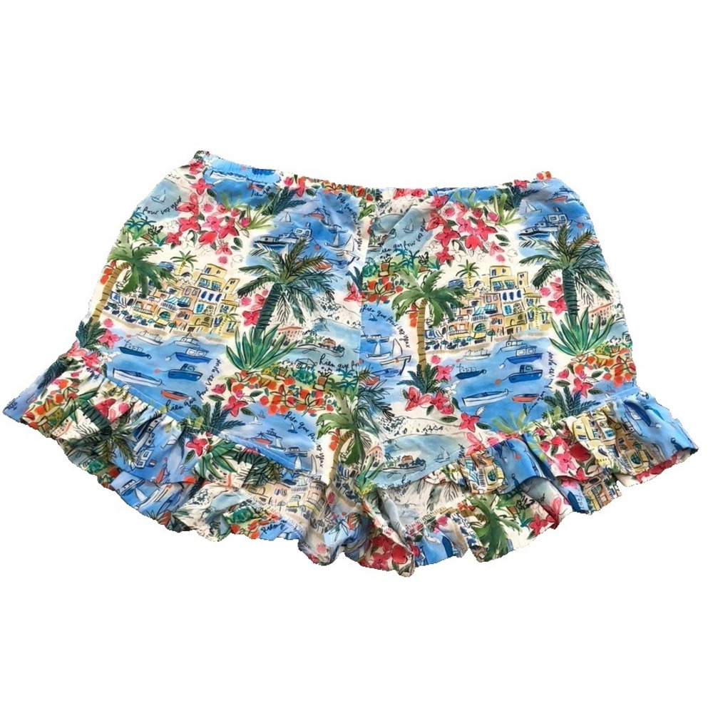 Roseanna Liberty Corfou Silk Ruffle Shorts Womens 38‎ 6 Medium Resortwear Beach